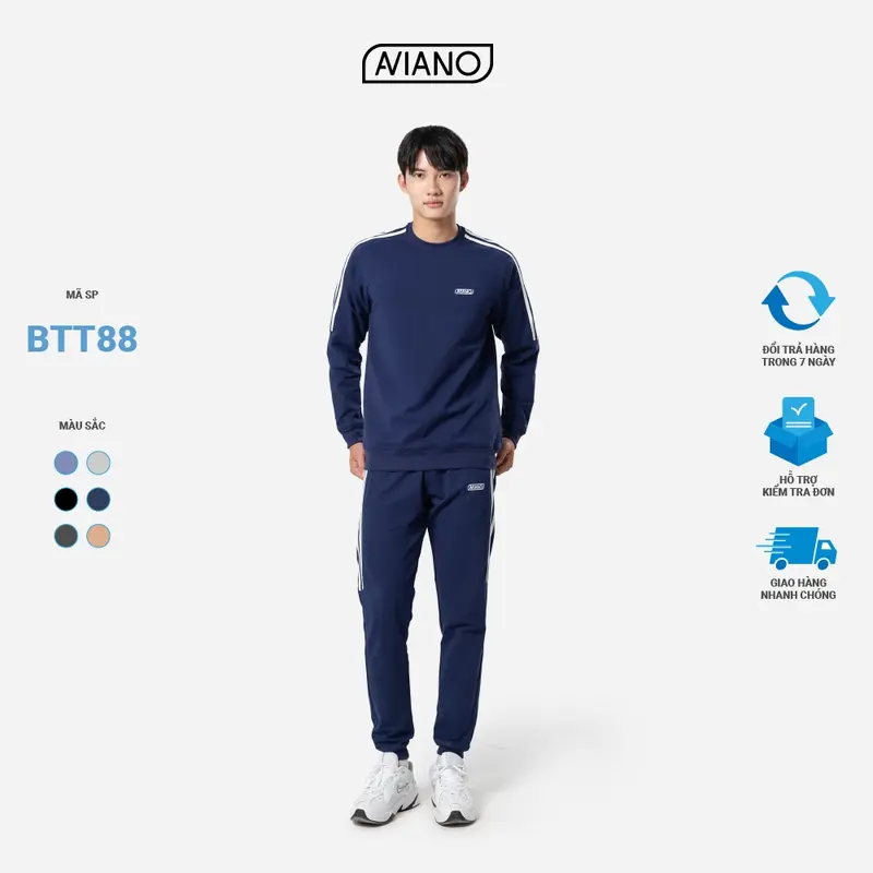 Bộ Thể Thao Nam 3 Sọc Mùa Đông Da Cá Chéo Thời Trang Thiết Kế AVIANO Áo Menswear Sơ Mi 1