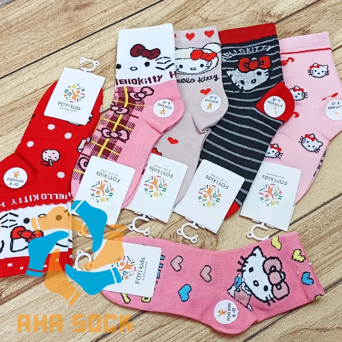 PAKET [4 PASANG] Kaos Kaki Anak Perempuan Ukuran PAUD & TK Motif Hello Kitty Bahan Katun Premium Fashion