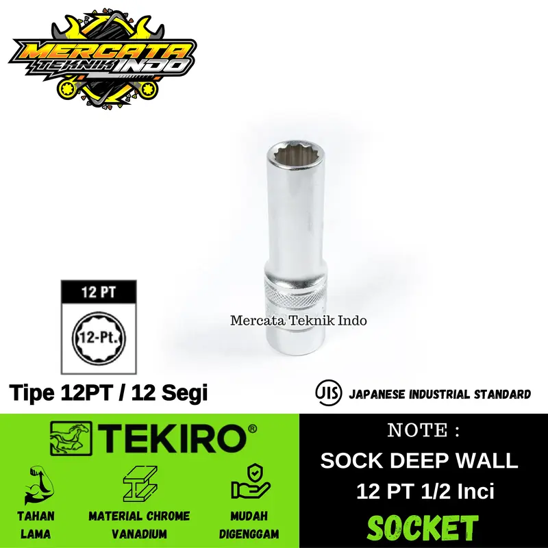 TEKIRO Kunci Shock Deep Wall Ukuran 8 - 32 MM 1/2 Inci 12 PT Original 0
