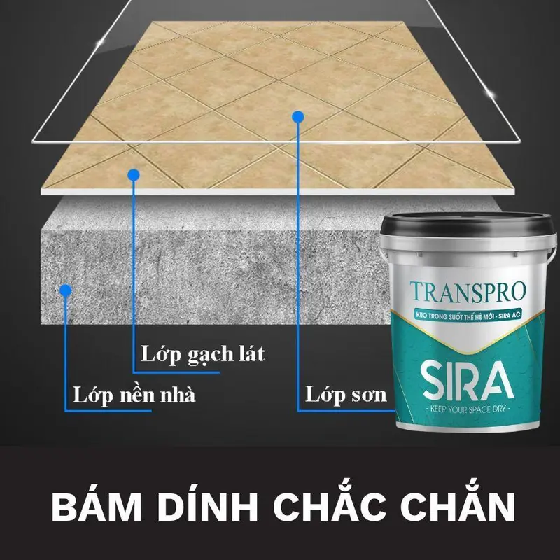 [1KG] Sơn Chống Thấm Trong Suốt Cao Cấp SIRA AC - Chống Thấm Nhạ Vệ Sinh, Tường Lộ Thiên, Chống Mốc Gỗ- Giữ Màu và Bảo Vệ Bề Mặt chong tham trongsuot 2