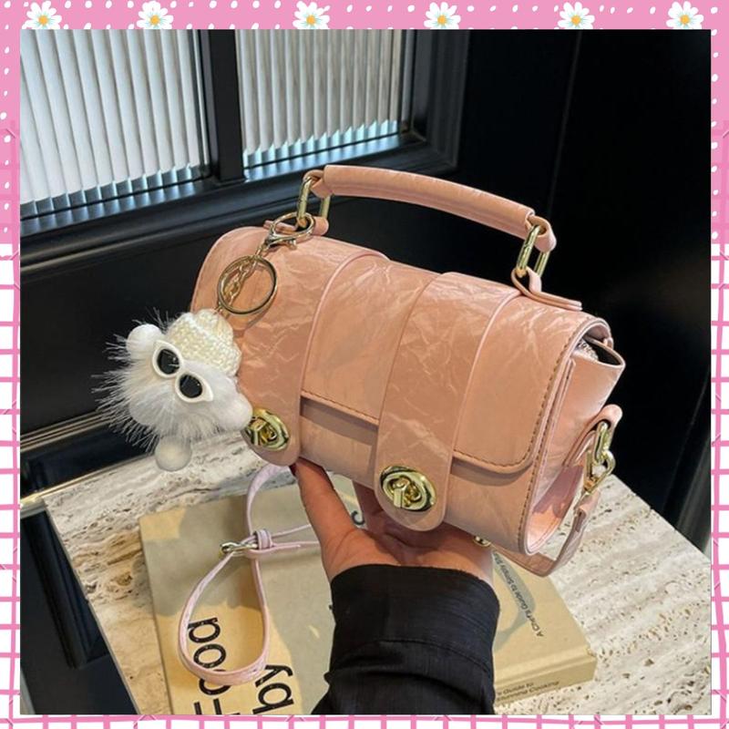  Túi nữ xách tay túi đeo chéo da Nhung thiết kế 2 khoá đi chơi đi tiệc phong cách sang trọng kèm móc gấu dễ thương BHOL68 922 