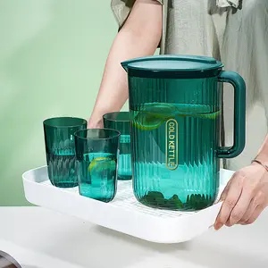 BISA COD H6494 Set Air Minum Jug 5 in 1 Food Grade Transparan - Plastik Tea Gelas Kaca Teko Water