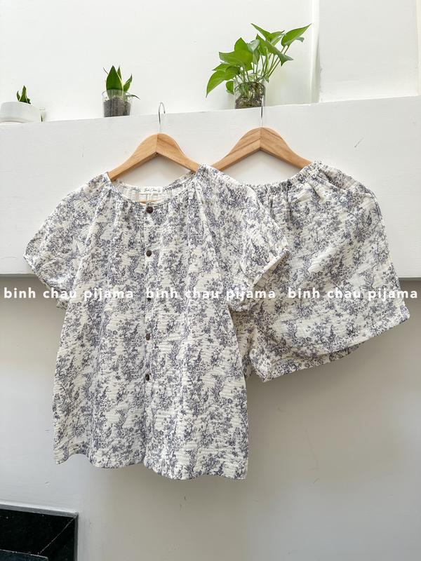 [ẢNH THẬT] Đồ Bộ Nữ Thiết Kế Chất Xô Muslin Cao Cấp - Bình Châu Pijama 2