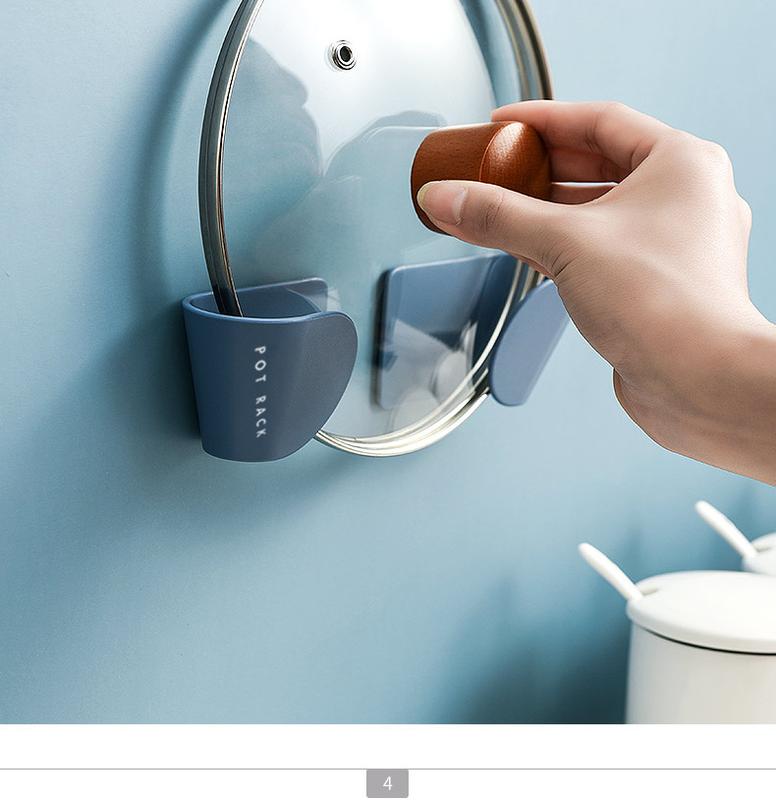 Product Introduction of 2pc/set Wall Mounted Pot Lid Holder Pot Cover Hang on The Wall for Kitchen Space Saving Kitchen Storage Shelf 10