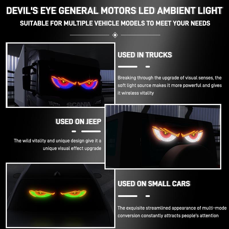 1 Pair Truck Car Devil's Eye Light RGB Dynamic Demon Eye Decorative Light Led Display Decor Pixel Panel Windshield USB 5V Multi-Mode Lamp