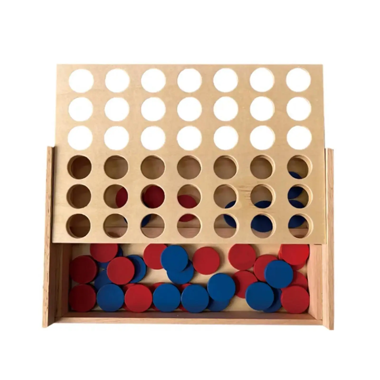 Wooden 4 in a Row Connect Game, Wooden Board Game, Educational Toy for Kids, Family Game, Birthday Gift, Travel Game, Desktop Decoration