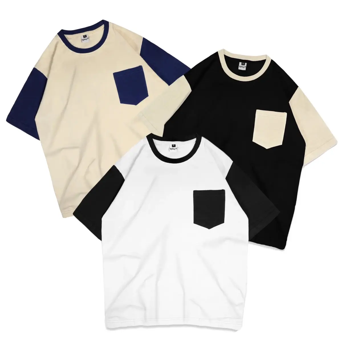 JIZU PROJECT - Kaos Oversize Pocket Kombinasi / T-SHIRT POCKET Polos Pria Wanita / Bahan Cotton Combed 24S Soft / Size M L XL Baju Fit