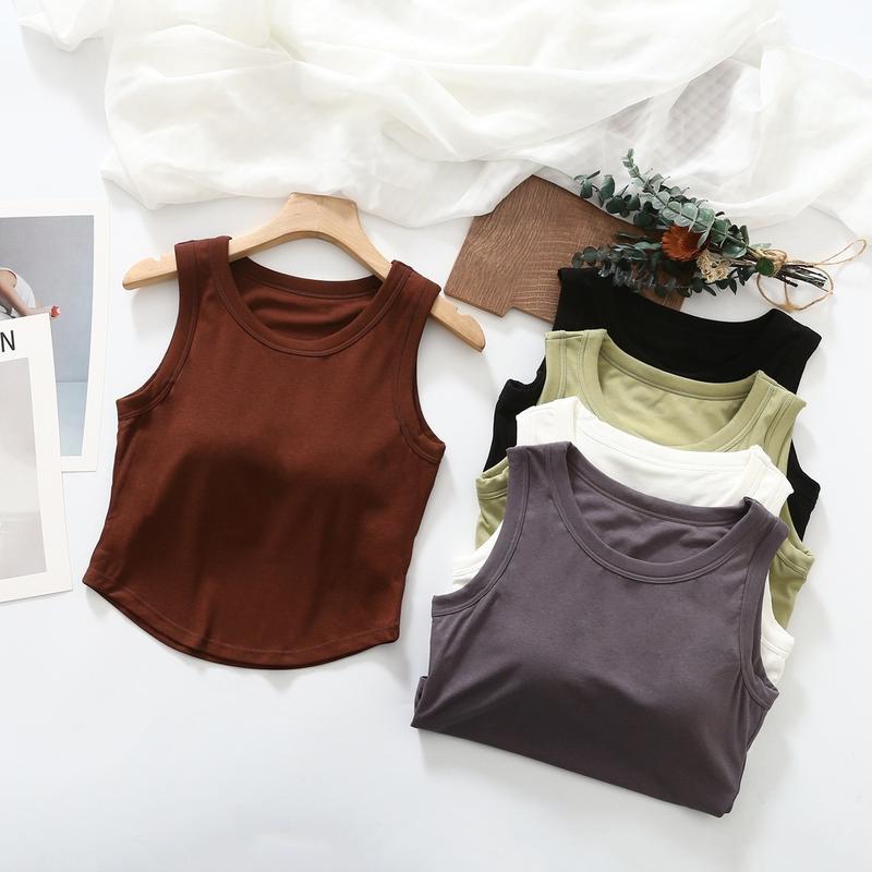 [877] Áo Sát Nách Croptop Vạt Bầu Có Đệm Ngực Chất Liệu Cotton QCCC Nữ Women briar  top Nhung Kem Voi