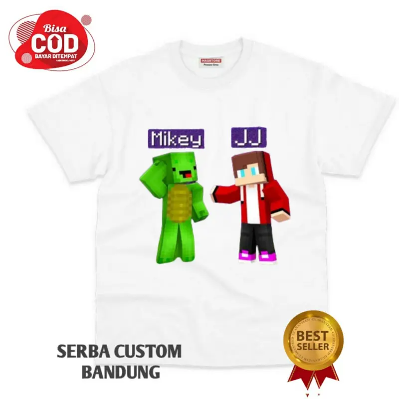 Kaos Atasan Anak JJ & Mikey Maizen Minecraft Bahan Premium Fashion 1