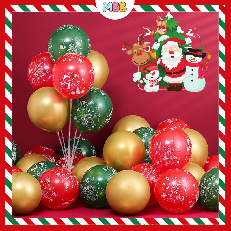   NOEL 2025  Set 30 Bong Bóng Bay Hoa Tiết Noel Giáng Sinh Trang Trí Noel Cây Thông Cho Quán Cà Phê Lớp Học Văn Phòng 