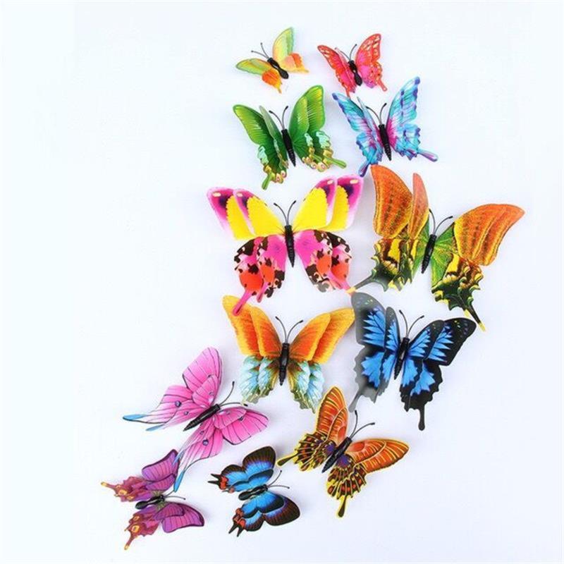 Product Introduction of 12pcs 3D Double Layer Butterflies Wall Stickers Living Room Decor Wedding Kids Room Decoration DIY Wall Art Stickers 20