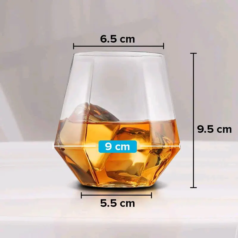 Gelas Minuman Kaca Estetik Diamond Crystal Glass Cup 310ml GLASSWARE - GW107 Gelas Es Limun Teh Kopi Cafe 8