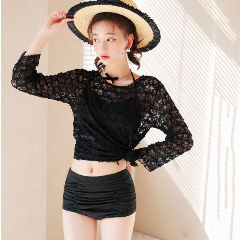 Product Introduction of Women's Swimsuit 2025 New Korean Ins Sexy Three-Piece Set Tummy Control Slimming Gathered Conservative Fairy Style Swimwear 26