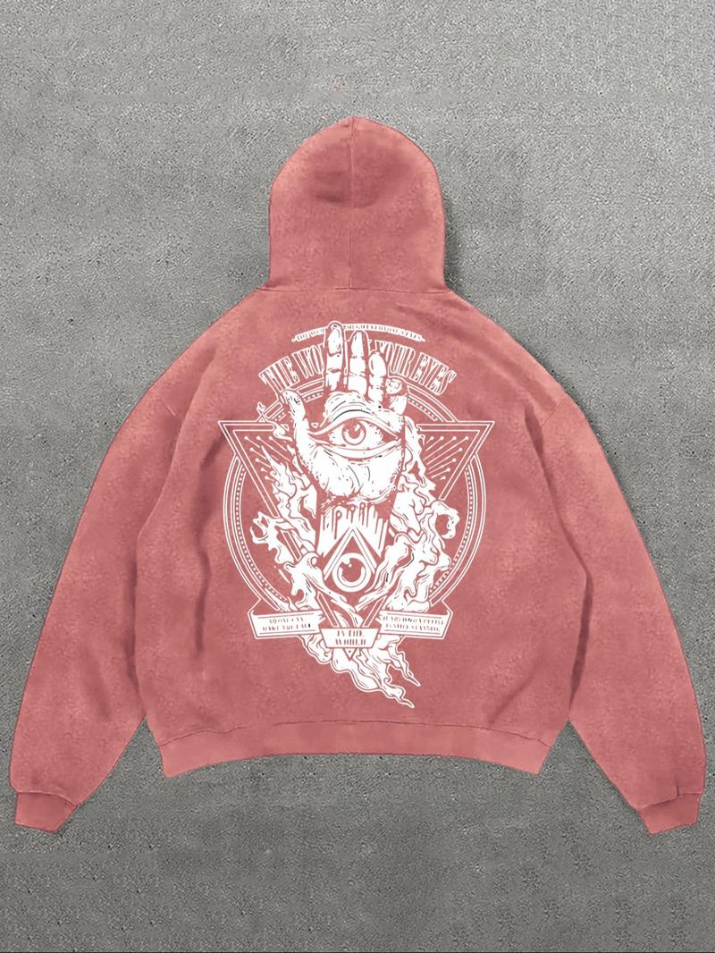 Product Introduction of Men's Vintage Graphic Print Hoodie, Casual Regular Fit Retro Long Sleeve Hooded Sweatshirt for Spring & Fall, Fashion Men's Top for Daily Wear, Pullover, Cotton 1