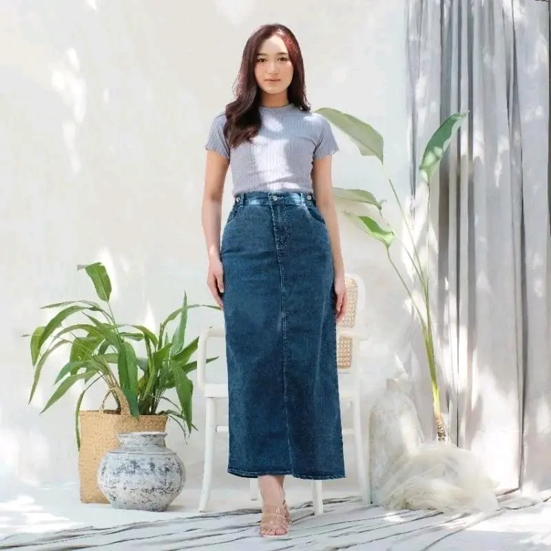 rok jeans  Wanita theana slim fit terbaru bahan melar