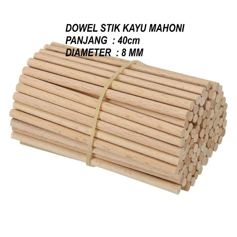 Kayu Dowel Stik Kayu Mahoni Diameter 8mm Panjang 40cm Serbaguna untuk ...