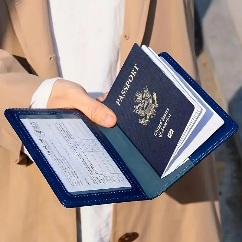 Passport Holder, 1 Count Portable Lightweight Passport Card Case, Solid Color Protector, Slim ID Card Bag for Travel, Business Card Holder
