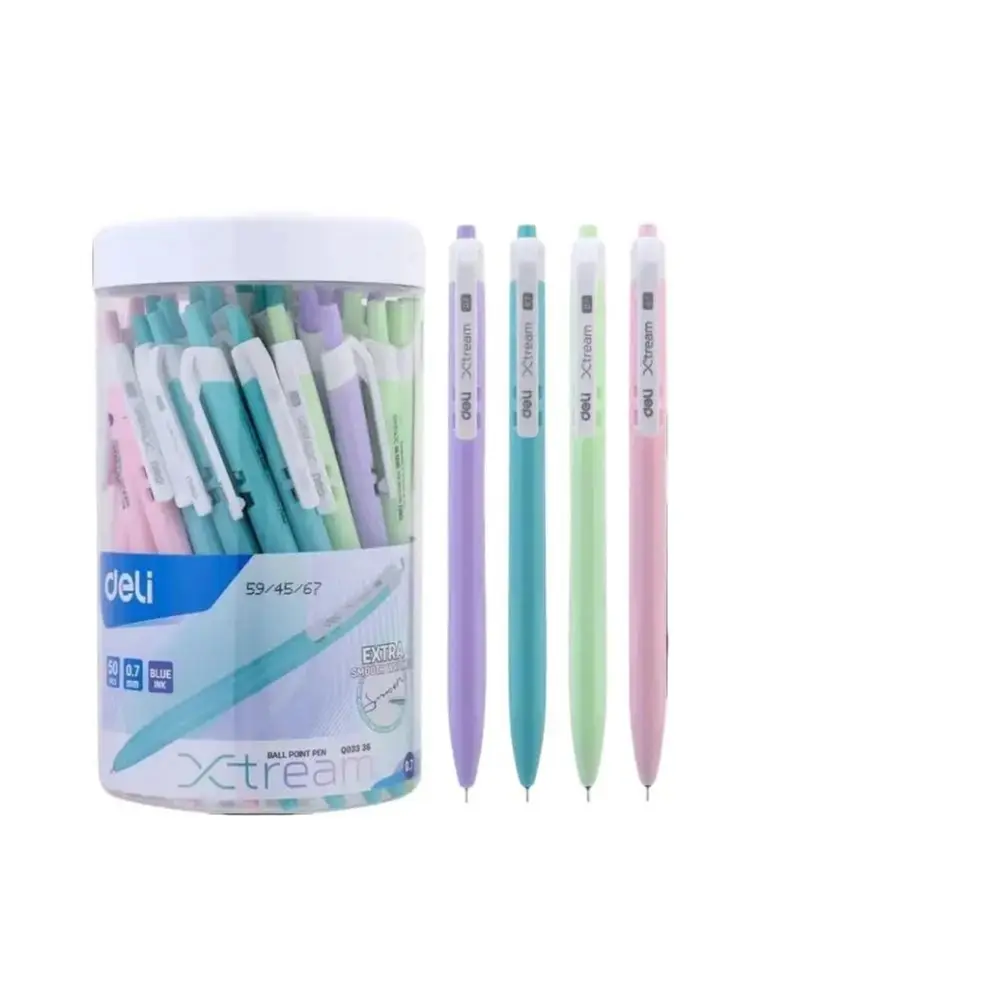(1 Cây) Bút bi dầu đầu bấm XTREAM Deli 0.7mm ( Mực Xanh) - 0.7mm - EQ03336