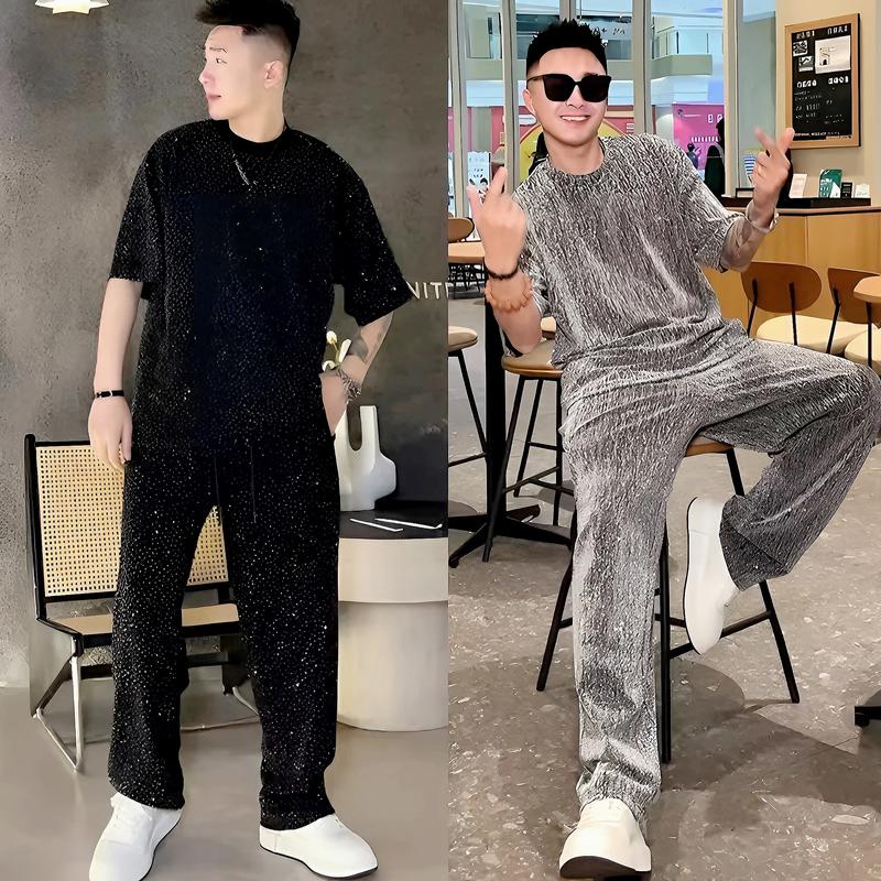 Áo  phông Đính Đá lấp lánh chất vải co giản 4 chiều thoáng mát Menswear Nam