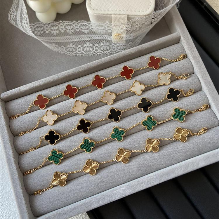 Bộ Vòng Tay Và Vòng Cổ Cỏ Bốn Lá, Phụ Kiện Cao Cấp, Giá Cả Phải Chăng, Trang Trí Thép Titan 18K, Dây Chuyền Áo Len, Món Quà Tốt Nhất Cho Bé Gái Và Bạn Gái 1