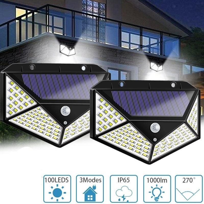 Đèn LED năng lượng mặt trời chống nước cảm biến chuyển động 100 LED 3 chế độ siêu sáng 3