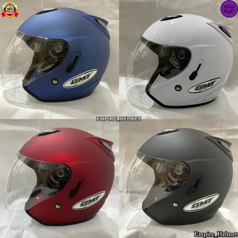 Helm Half Face Gmt Centro Double Visor Solid Polos Original Paket Ganteng Bonus Gratis Spoiler+Stiker Helem Pria Wanita Dewasa STandar Sni 0