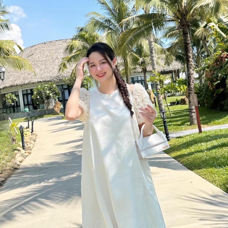 Đầm Bầu Dự Tiệc Gấm Vân Bướm Hồ Điệp Cao Cấp Trùm Đồ Bầu Nữ Women