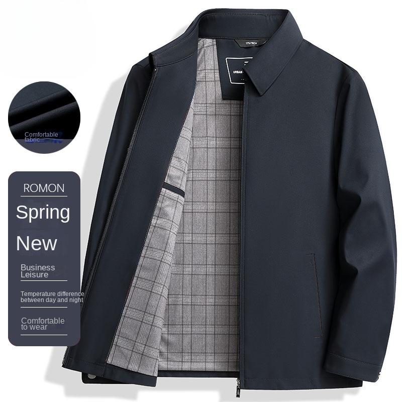 Áo Khoác Quản Lý, Áo Khoác Thường Ngày Công Sở Mới Mùa Xuân Và Mùa Thu, Dành Cho Nam, Phong Cách Trung Người Già Và Cao Tuổi, Cổ Bẻ Áo, Thời Trang Sang Trọng, Thích Hợp Cho Bố,