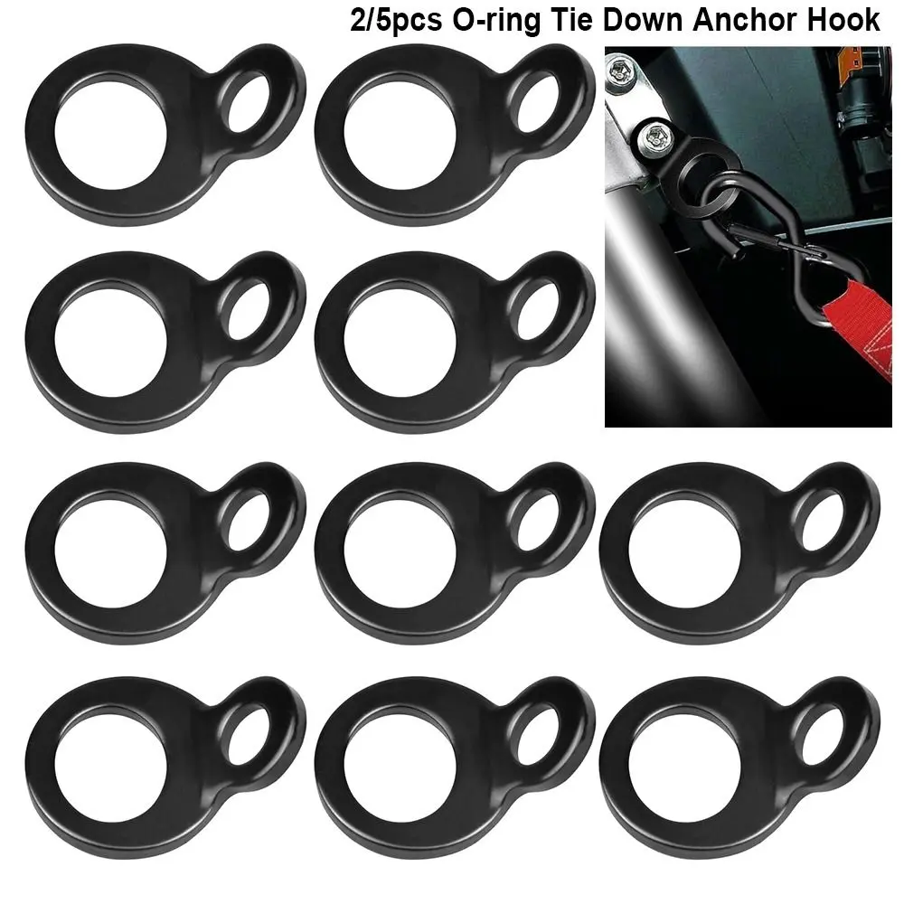 2/5pcs New Multi-purpose O-ring Tie Down Buckle With Hook Black Down Anchor Anchor Hook Strap For Vehicle Truck Bicycle