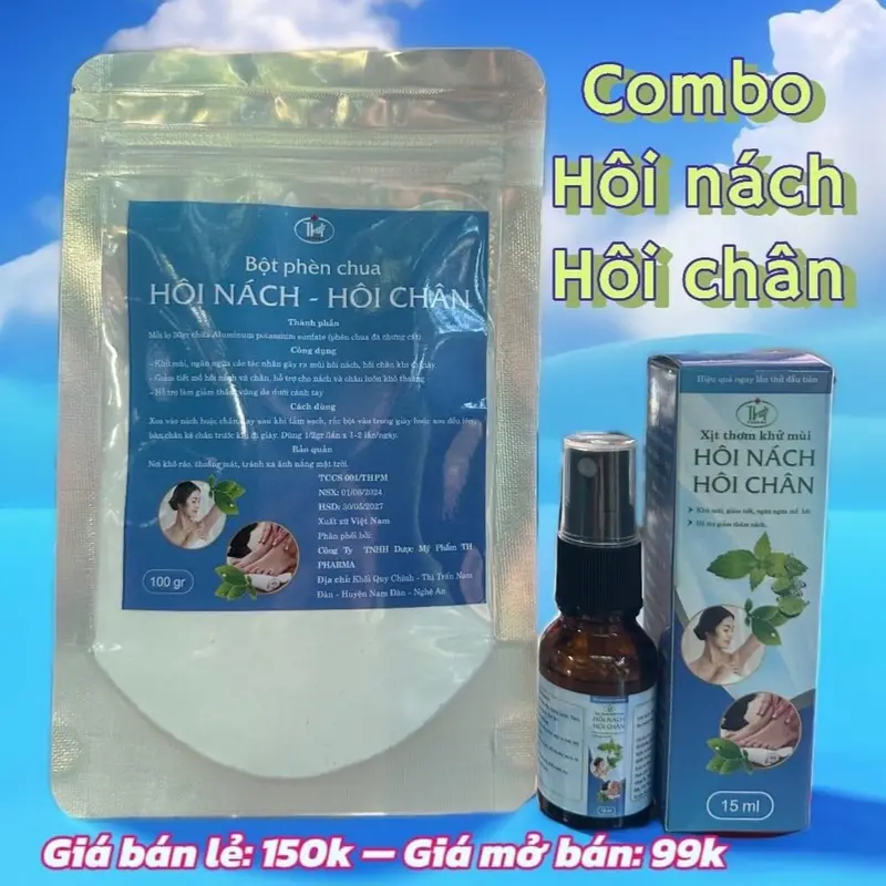 Combo phèn chua, bạc hà trà xanh hỗ trợ hôi nách, chân, ra mồ hôi 0