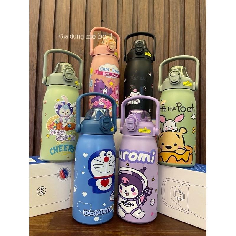 Bình giữ nhiệt inox 304 1200ml có quai xách,ống hút (tặng kèm túi đựng ly). Bình nước giữ nhiệt 1200ml độc lạ, cute