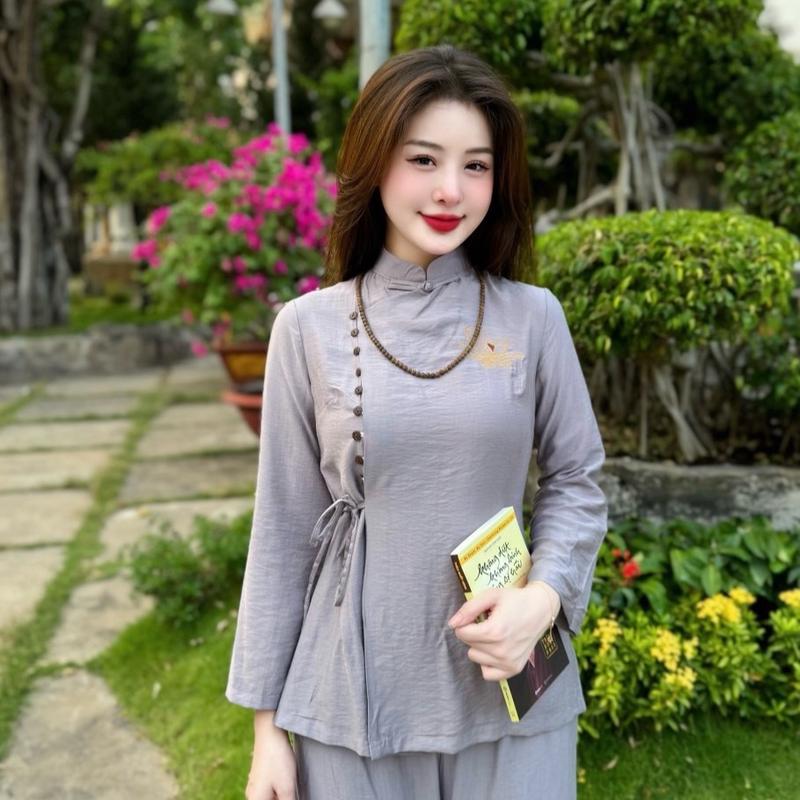 Set Đũi Mềm Pháp Phục Thêu Sen new 3