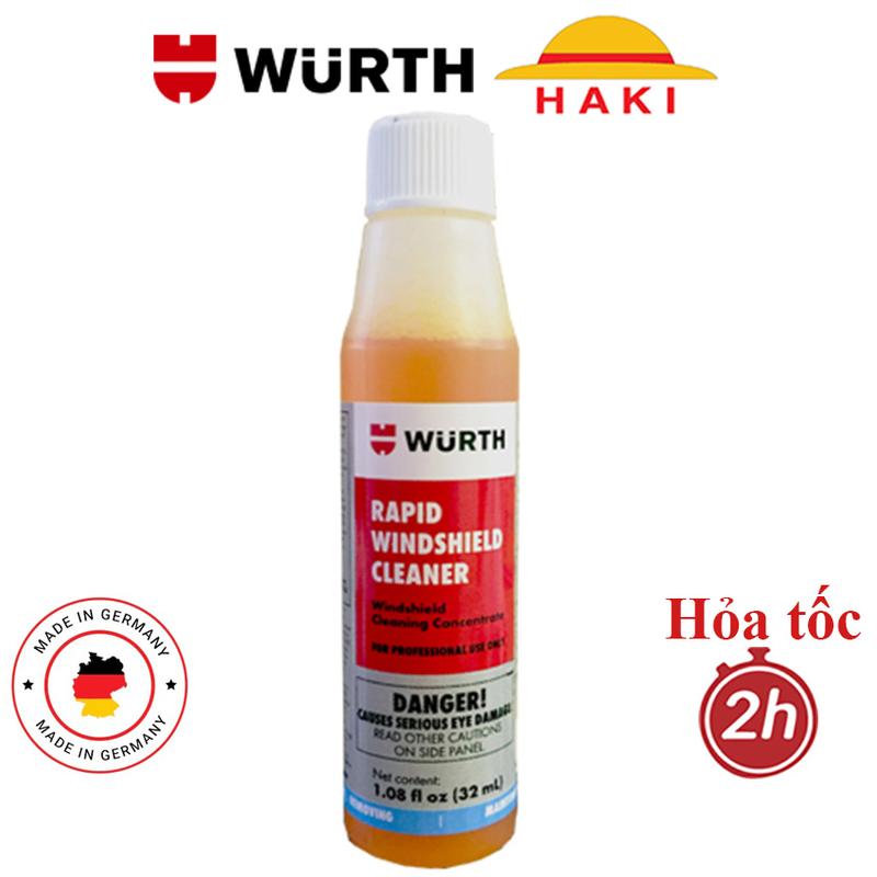 Nước rửa kính ô tô đậm đặc Wurth nhập Đức: vệ sinh kính ô tô chai 32ml pha 3l nước đổ đầy bình nước rửa kính