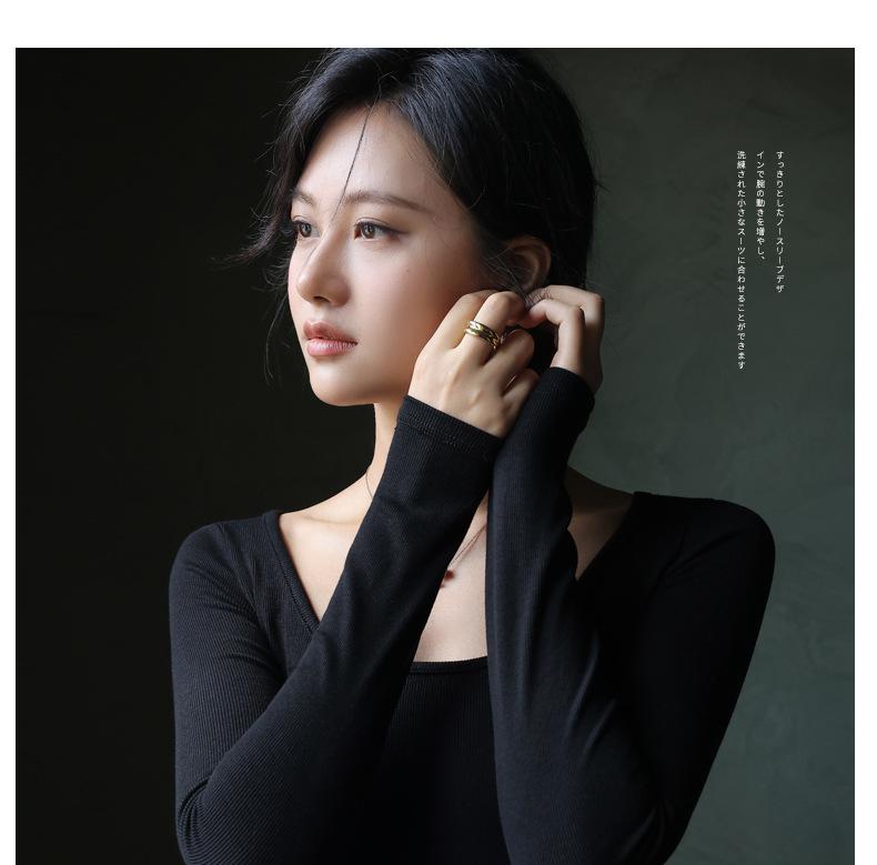Product Introduction of 2025 Spring, Summer, Autumn Bottoming Shirt Black Low-Neck Women's Spring and Autumn Tops Long Sleeve Inner Wear Korean Style Slim Fit 9