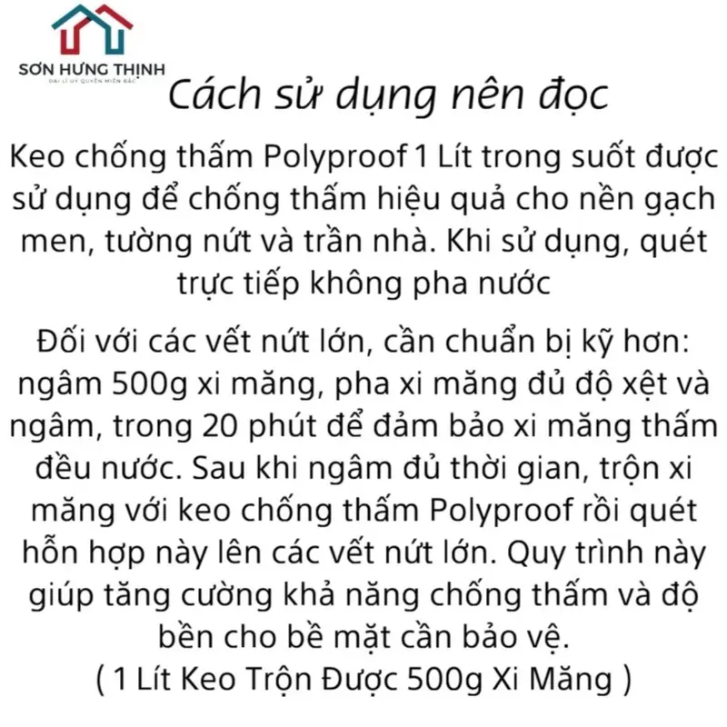 keo chống thấm nước, không màu Polyprof 5 lít, chuyên dụng chống thấm, chống thấm nền gạch men , chống thấm tường nhà, chống thấm trần nhà 5