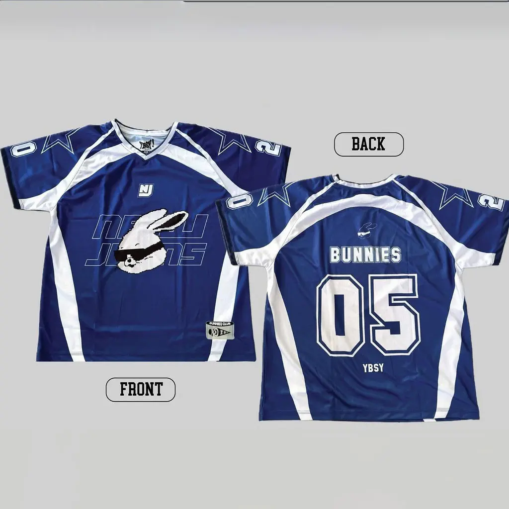 BUNNIES ALERT New Jeans jersey in dark blue and white[Free customization]