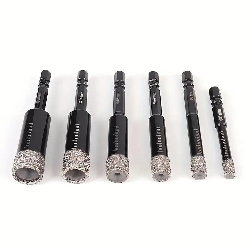 6pcs 6-16mm Diamond-Brazed Drill Bits: Cut Perfect Holes In GraniteMarble, Ceramic & Glass