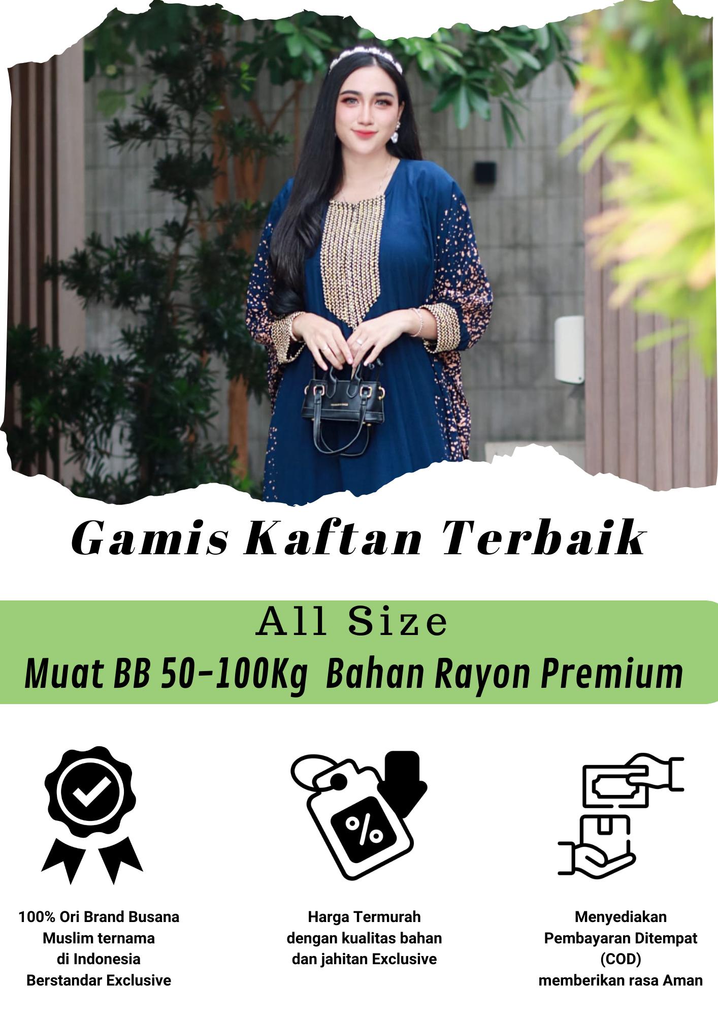 Kaftan Premium Batik Jumbo Kaftan Rayon Gamis Polos Hitam Muslim Nyaman Dress Lebaran