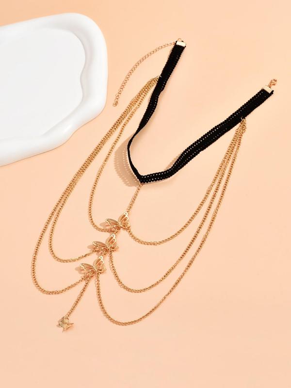 Women's Elegant Butterfly Decor Layered Thigh Chain for Women & Girls, Fashion Trendy All-match & Exquisite Jewelry for Gift for Party, Daily Decor 7