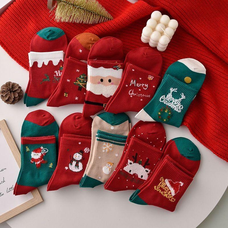 Combo 10 đôi tất noel cổ cao Phong Cách Giáng Sinh Ông Gìa Noel 1
