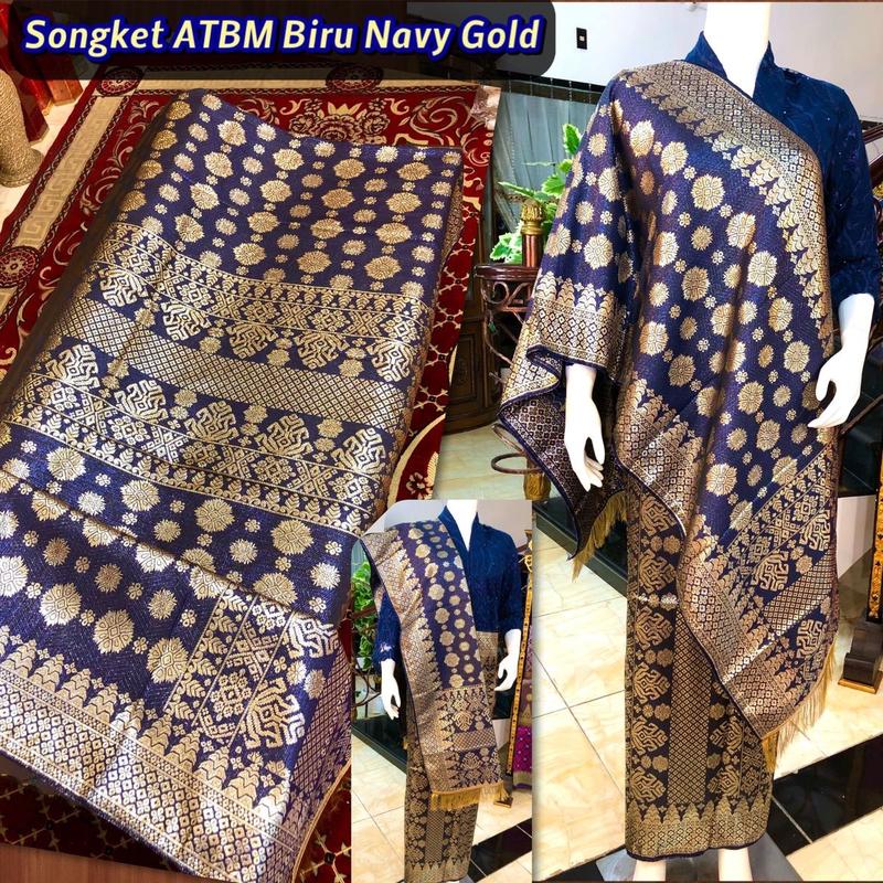 Songket Murah Biru Cantik Manis /Songket Atbm/ songket Tenun Mesin palembang Murah /ilham songket palembang 4