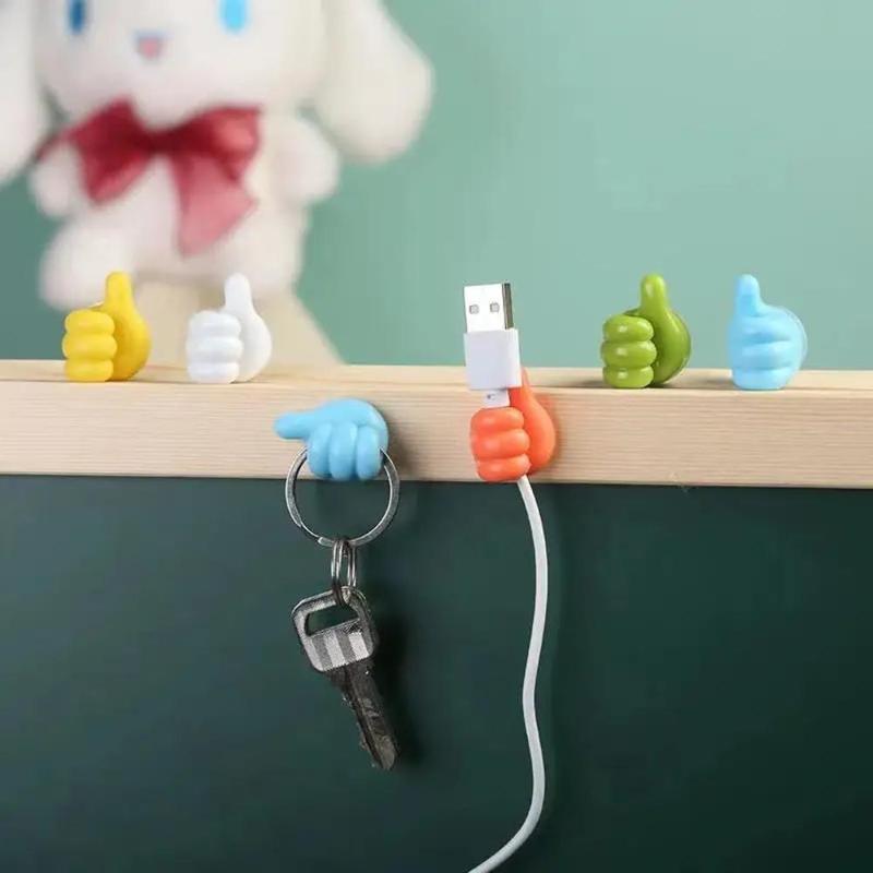 Product Introduction of Thumb Wall Hook, 5 Counts Cute Decorative Self Adhesive Cable Hook, Cable Clip Hook, Cable Organiser, Desk Accessories, Bedroom Accessories, Room Decor, Home Decor, Gift for Girlfriend, Gift for Boyfriend, Mens Gifts 3