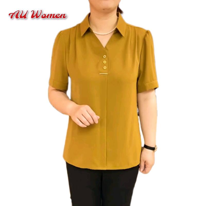  Áo Sơ Mi Lụa Trung Niên Nữ Cộc Tay Quý Phái 