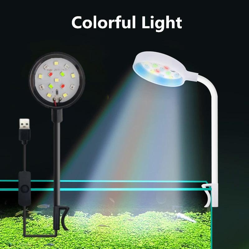 Aquarium fish LED lights clip on small grow light rotatable landscape ...