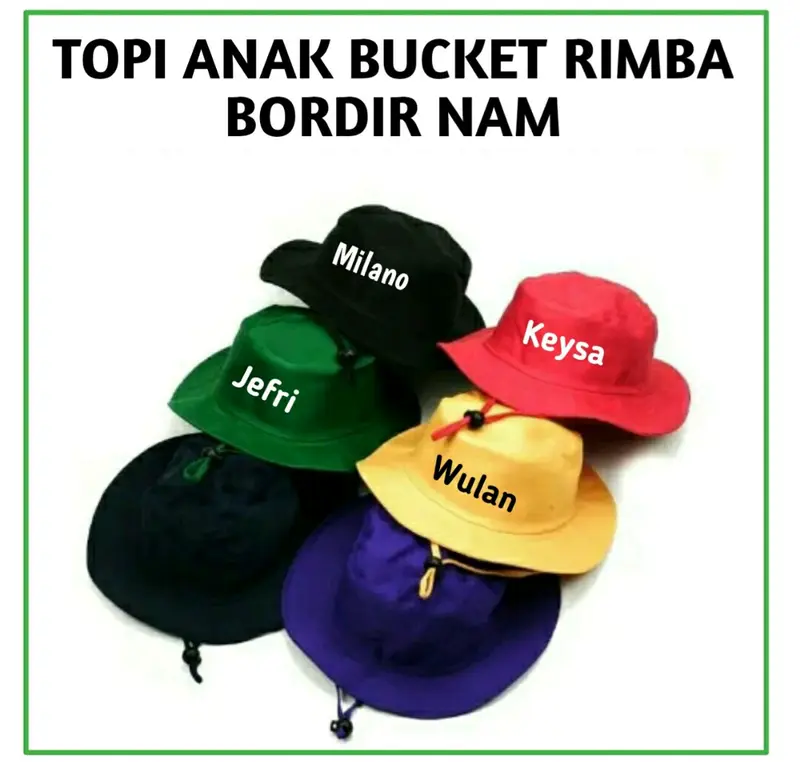 Topi Bucket Rimba Anak Bordir Nama Fashion 0