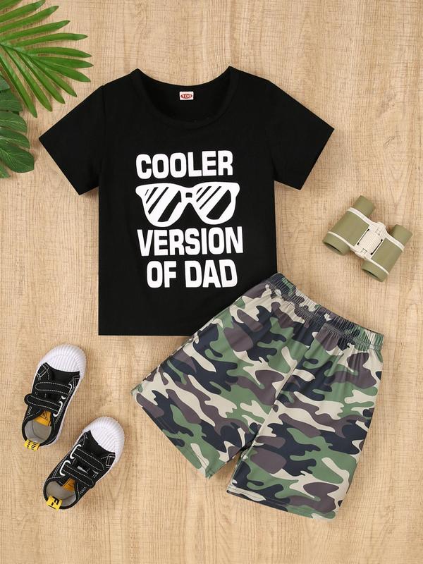 Two-piece Set Toddler Boy's Letter Print Short Sleeve Tee & Camo  Print Shorts, Casual Round Neck T-shirt & Shorts, Summer Clothes for Kids 5