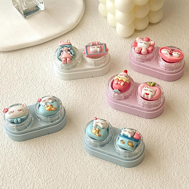 Product Introduction of Cute Contact Lens Case Portable Drawer-type Contact Lens Case With Tweezers And Suction Stick Cute Cartoon Animal Case 10
