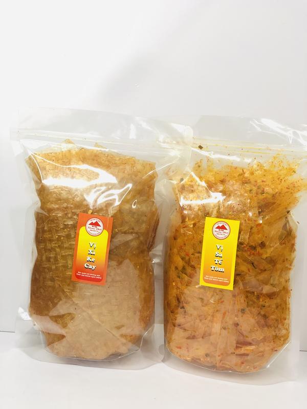 Combo 600g 2 bịch Bánh Tráng Tây Ninh Sợi Sa Tế Tôm, Lá Xì Ke Cay  Snack Ăn Vặt Thức Ăn Food