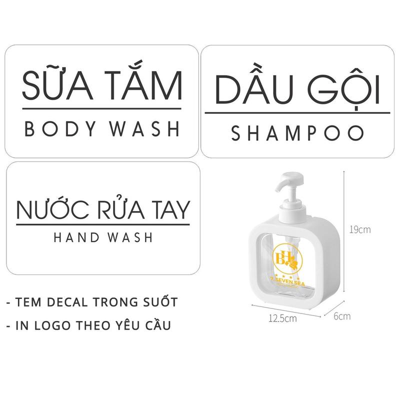 In Tem Nhãn theo yêu Logo decal trong suốt dán chai chiết đựng dầu gội sữa…