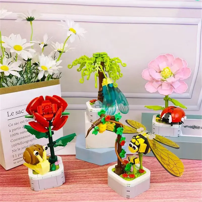 Potted Plant Building Blocks (1 Set), Creative Building Blocks Toy, Educational Toy for Kids, Birthday Gift for Boys & Girls 1